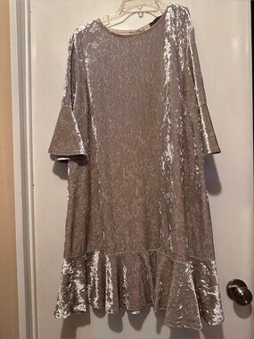 Sunday in Brooklyn Crushed Velvet Champagne/Silver Mini Dress